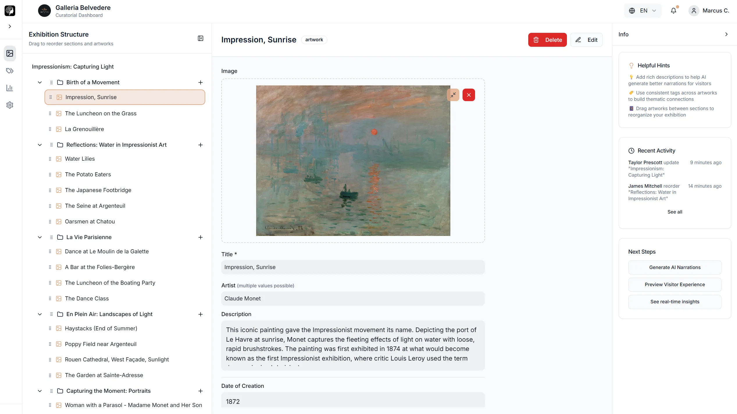 MuseMind Curator Dashboard