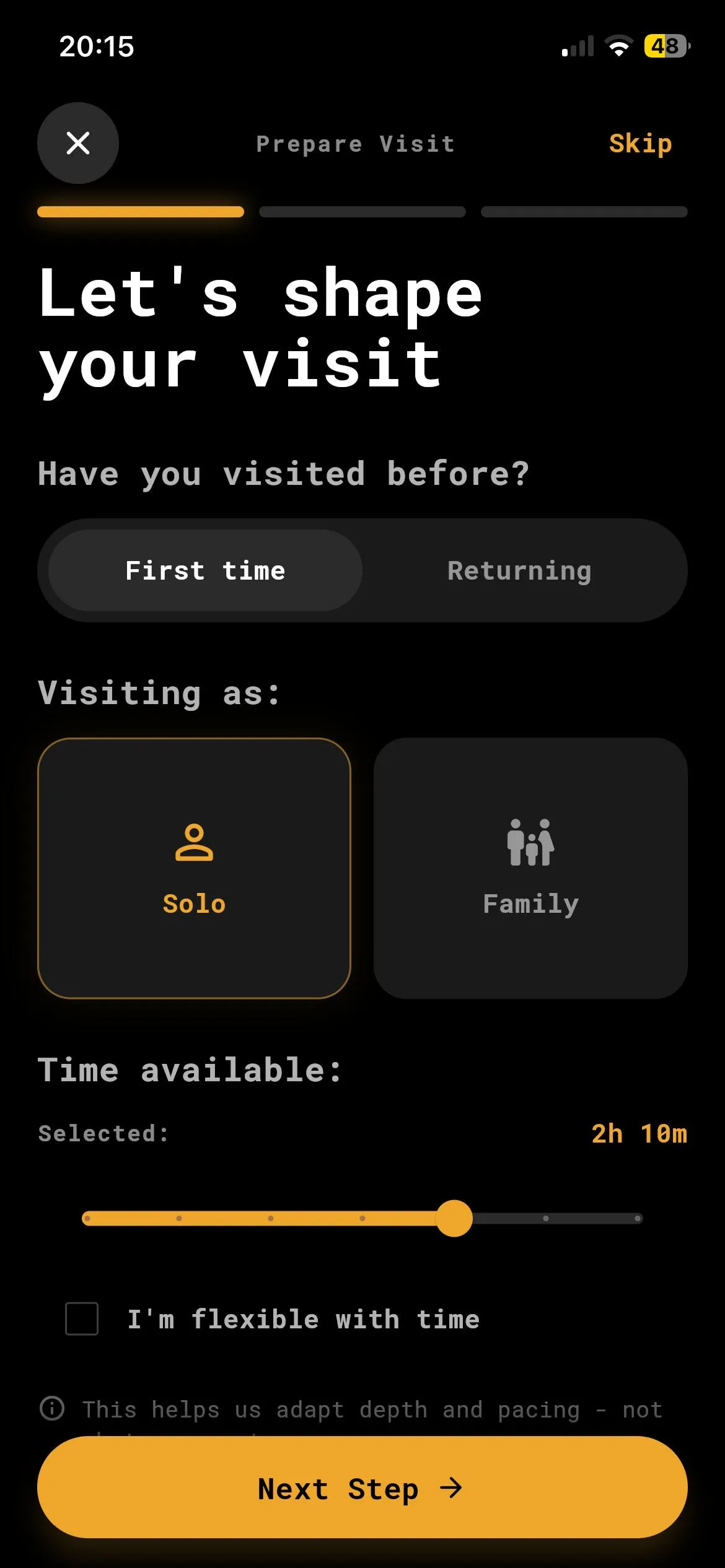 MuseMind visitor experience - step 1